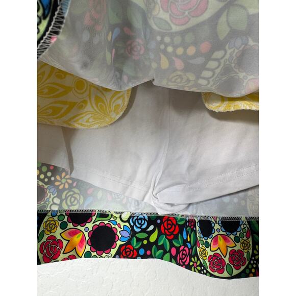 LoudMouth Classic Skort - Mosaic Skulls Size 12 Casual Dia de Muerte Mexican - Picture 3 of 8